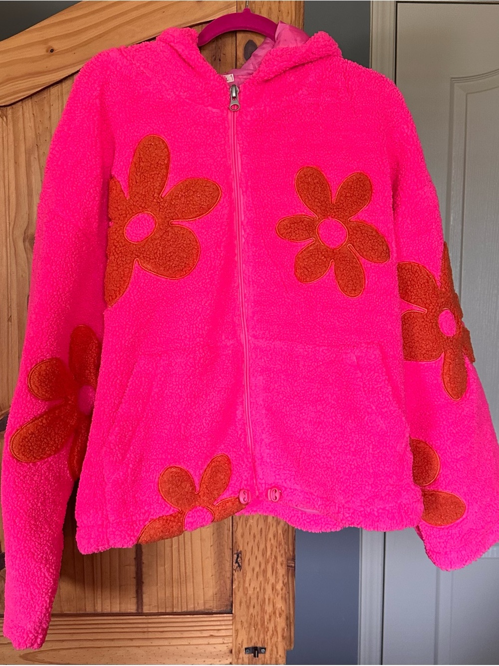 NWT Jodifl pink floral Sherpa jacket